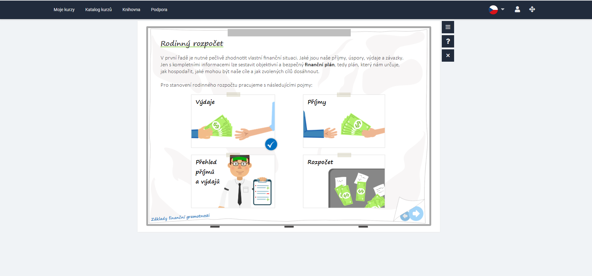Ukázka z kurzu Finanční gramotnost portálu eSovak