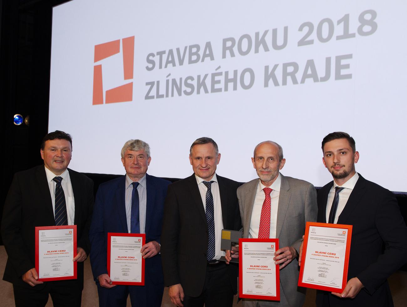 Ocenění  pro VaK Zlín v soutěži Stavba roku 2018 Zlínského kraje