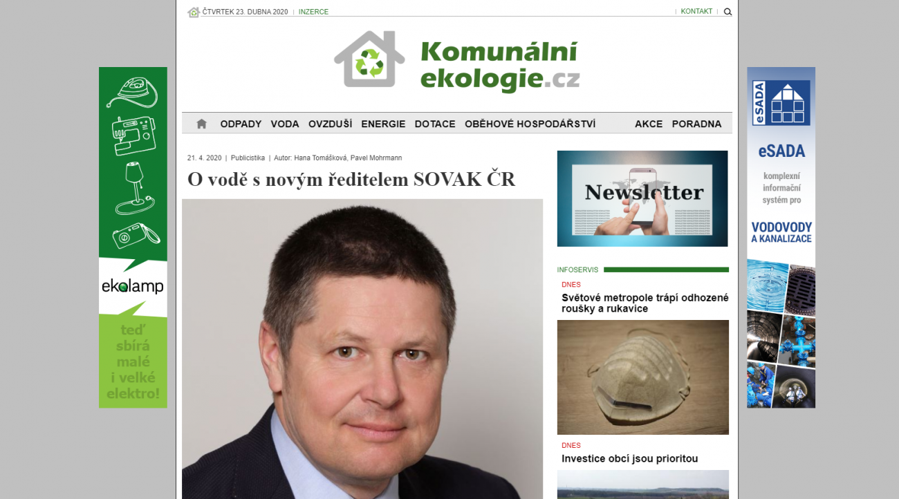 Rozhovor s Ing. Vilémem Žákem, ředitelem SOVAK ČR na serveru Komunální ekologie