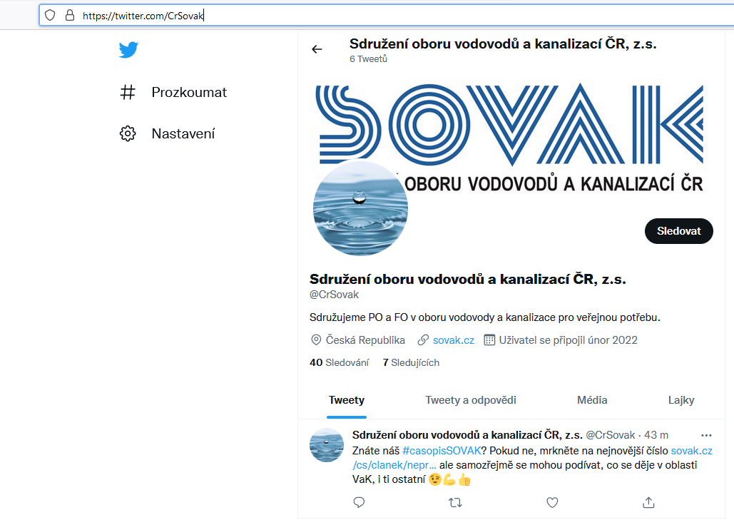 SOVAK ČR na Twitteru