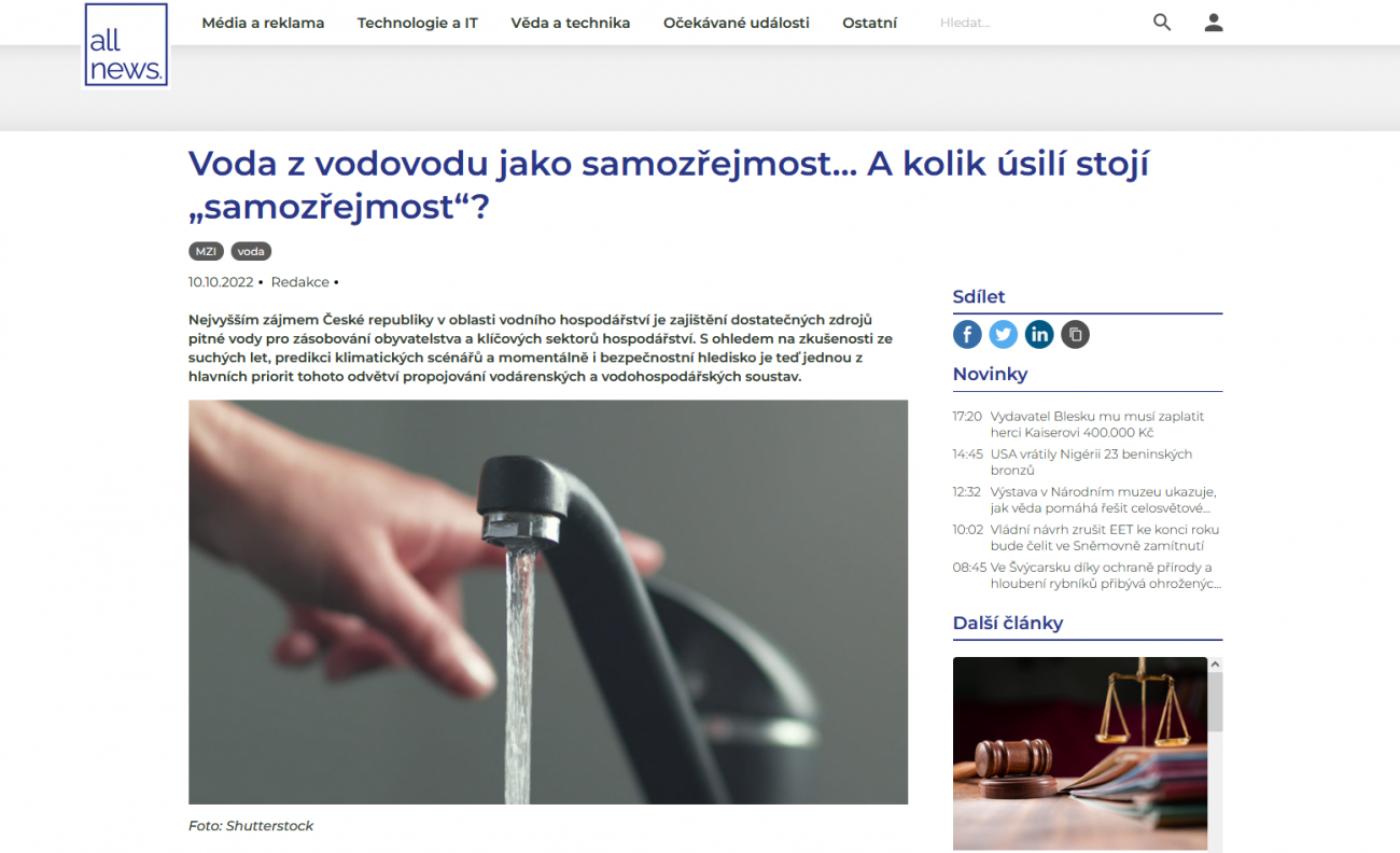 Webové okno portálu AllNews